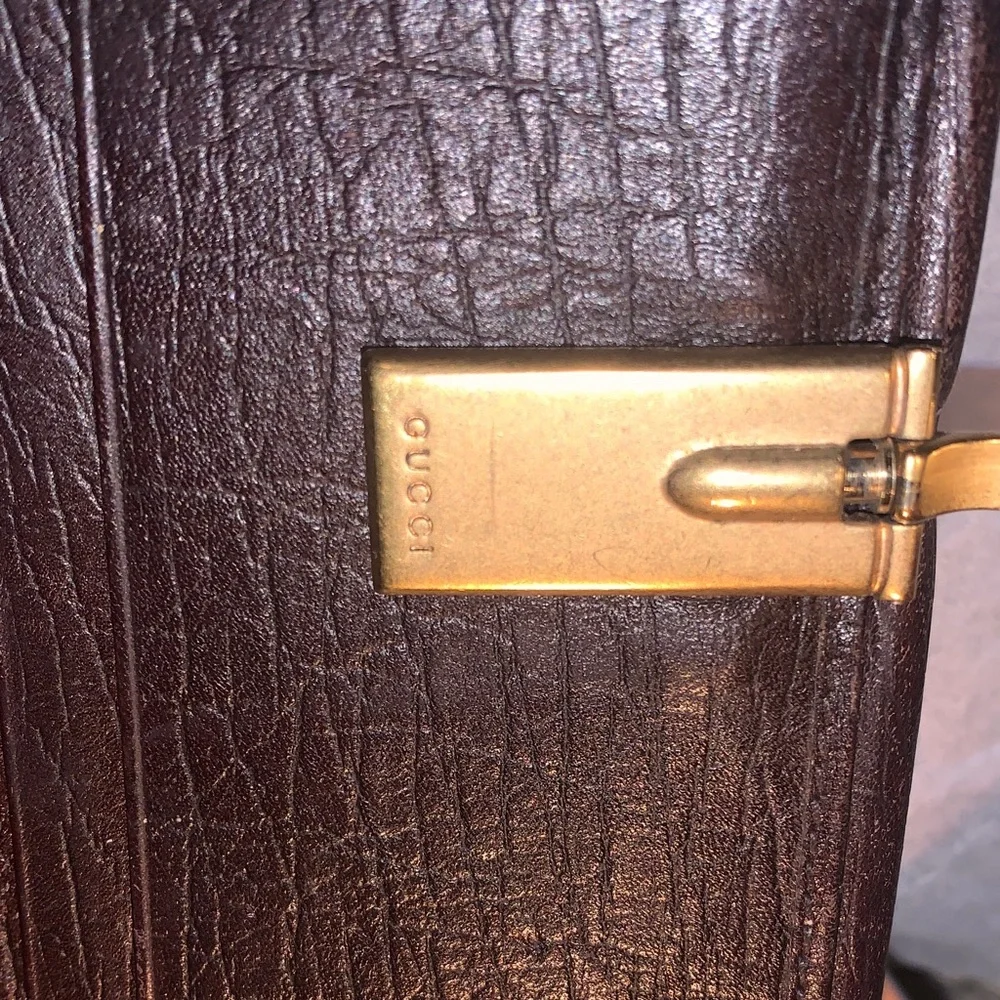 Gucci chocolate Leather Bifold Wallet with Gold Ring Detail - Picture 3 of 4
